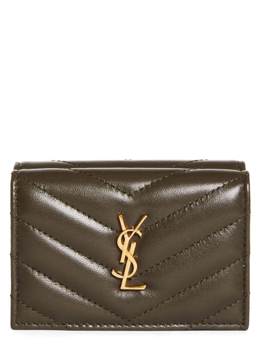 Saint Laurent YSL Tiny Matelasse Origami Trifold Leather Wallet Card Holder